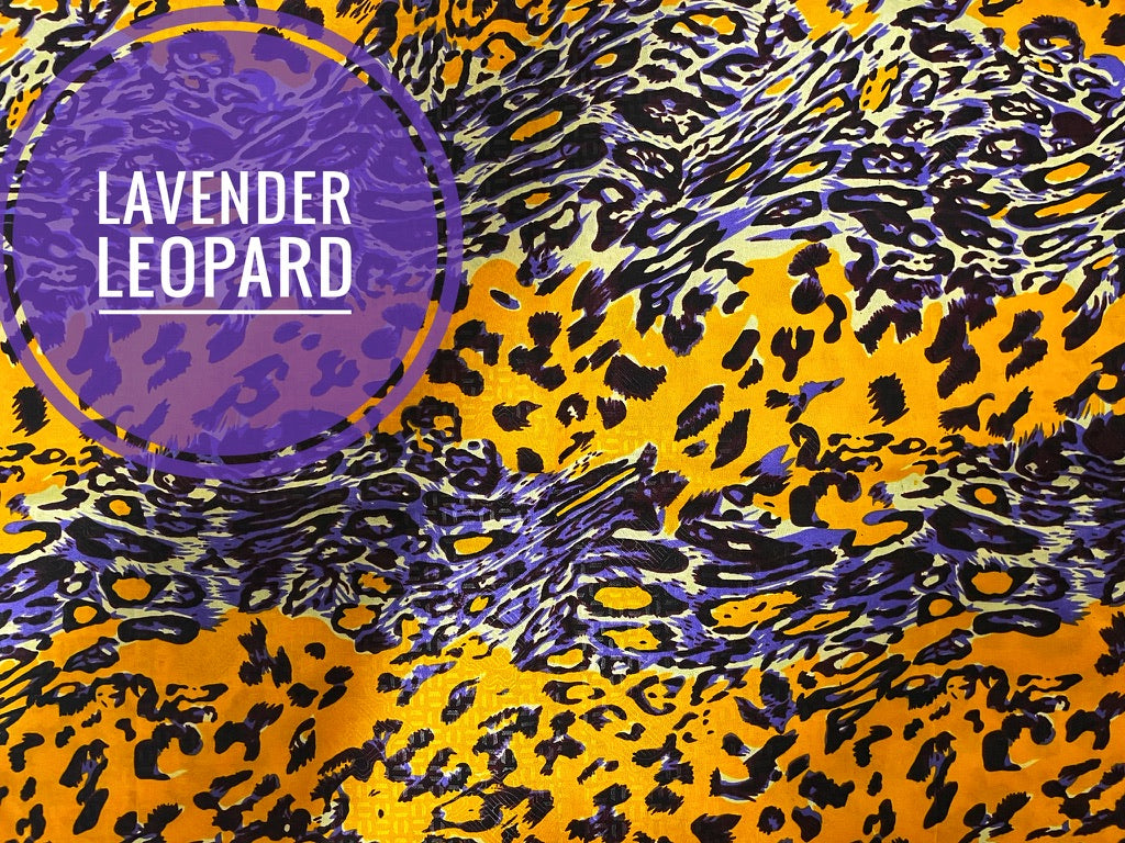 Lavender Leopard Satin Lined Head Wrap