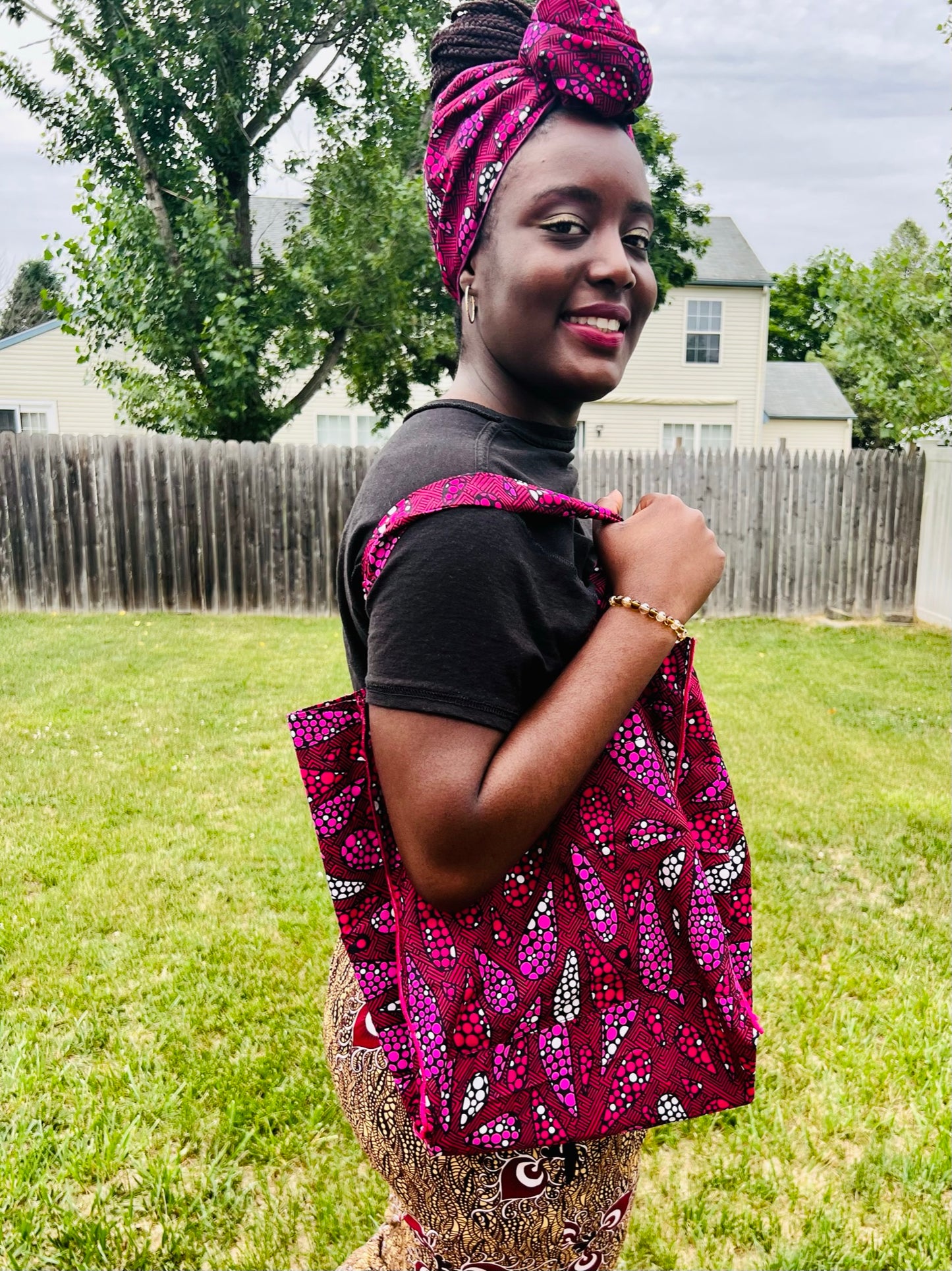 Double Pink Drop Satin Lined Head Wrap (60 x 14 inches)