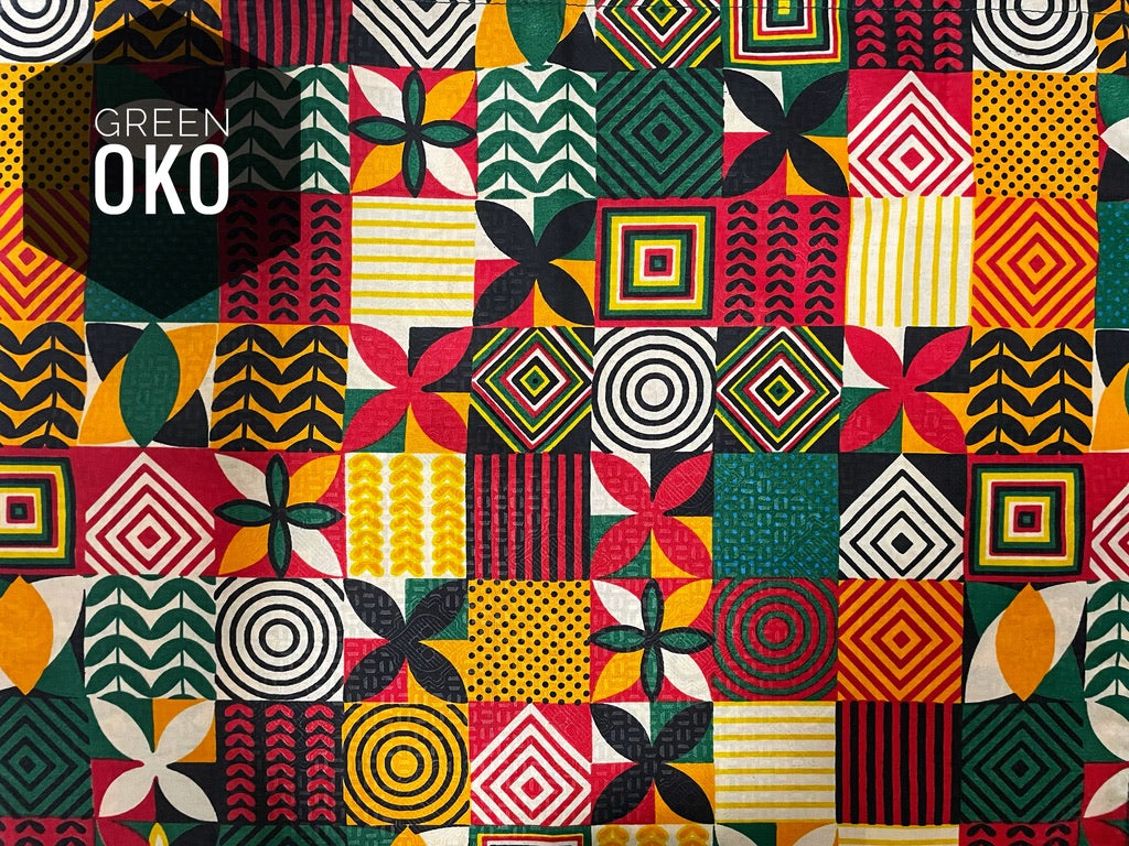 Green Oko Satin Lined Head Wrap (60 x 14 inches)