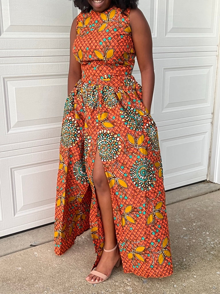 Ayo Double Slit Maxi Skirt (Crystal Medallions)