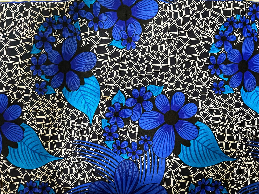 Blue Floral Head Tie (48 x 3 inches)