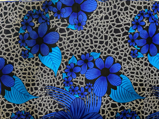 Blue Floral Head Tie (48 x 3 inches)