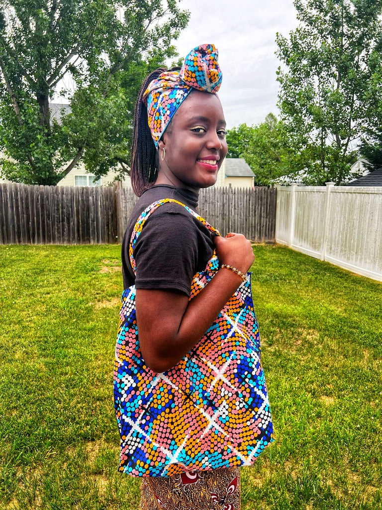 Multi-Color Mini Dot Satin Lined Head Wrap (60 x 14 inches)