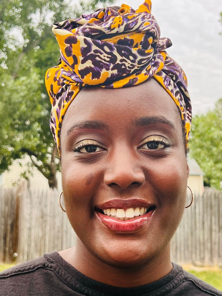 Lavender Leopard Satin Lined Head Wrap